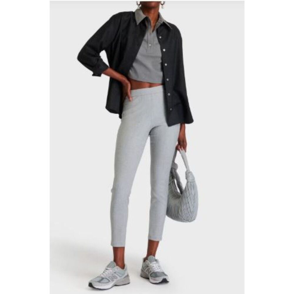Theory Women's HW Adbelle Melange Grey Stretch Flannel Pants Sz P NWT 298